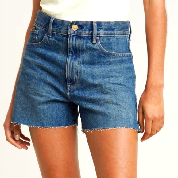G Star Raw High Short Split Women Denim Blue Cutoff Raw Hem Size 0 25